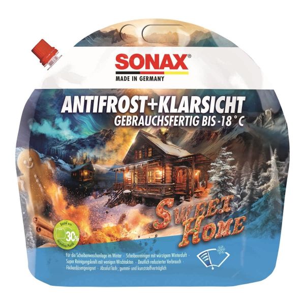 Зимна течност за чистачки SONAX Sweet Home, готова за употреба до -18 °C , мехче, 3 л.