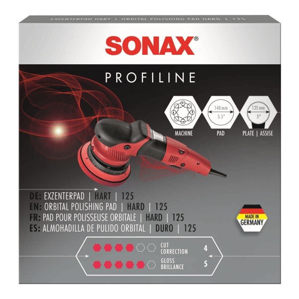 Подложка за ексцентрична полираща машина от дунапрен, червена, твърда SONAX PROFILINE ExzenterPad hart, 140/125 мм.