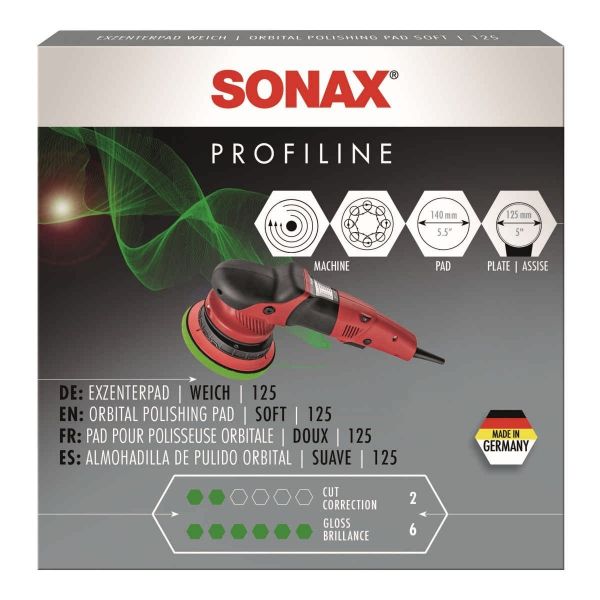 Подложка за ексцентрична полираща машина от дунапрен, светло зелена, мека SONAX PROFILINE ExzenterPad weich, 140 мм.