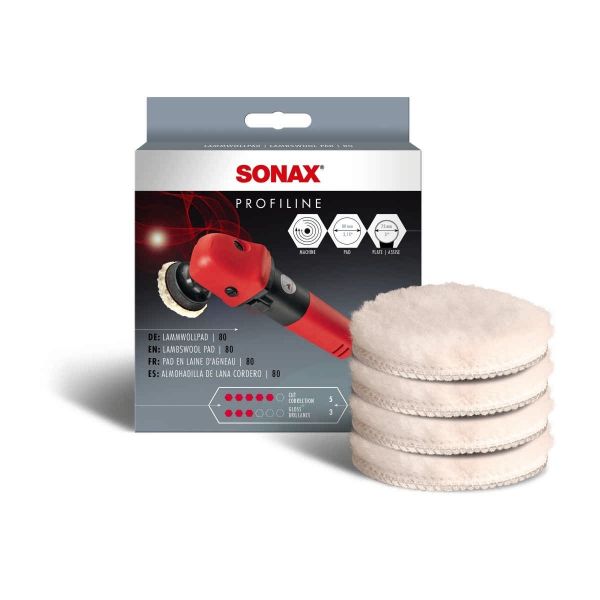 Подложки за полираща машина от агнешка вълна SONAX LammwollPad, 80 мм., 4 бр.