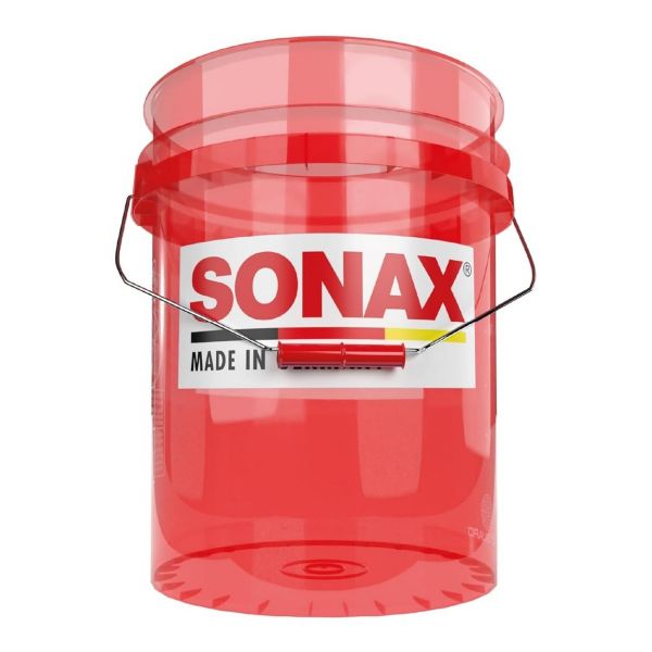 Червена прозрачна кофа със защитна решетка и капак SONAX Grit Guard Bucket incl. Lid, 20 л.