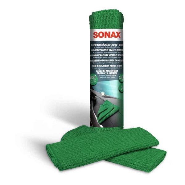 Микрофибърни кърпи за стъкло и интериор SONAX MicrofaserTuch Scheibe+Innen, 38 x 38 см., 2 бр.