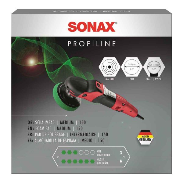 Подложка за полираща машина от дунапрен, зелена, средно твърда SONAX SchaumPad medium, 150 мм.