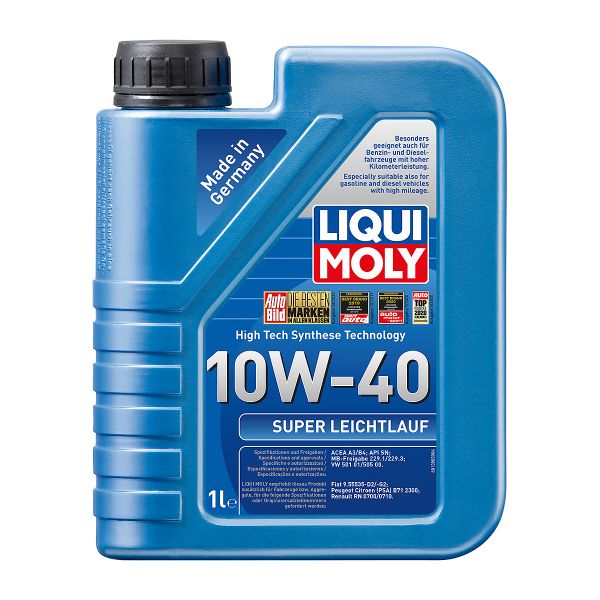 Масло синтeтична технология LIQUI MOLY SUPER LEICHTLAUF 10W-40, MB 229.3, VW 501 01, VW 505 00, 1 л. (Изтичащ срок на годност и/или Лош търговски вид)
