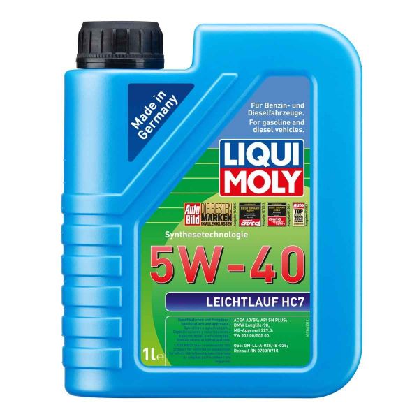 Масло синтетична технология LIQUI MOLY LEICHTLAUF HC7 5W-40, BMW Longlife-98, MB 229.3, VW 502 00, VW 505 00
