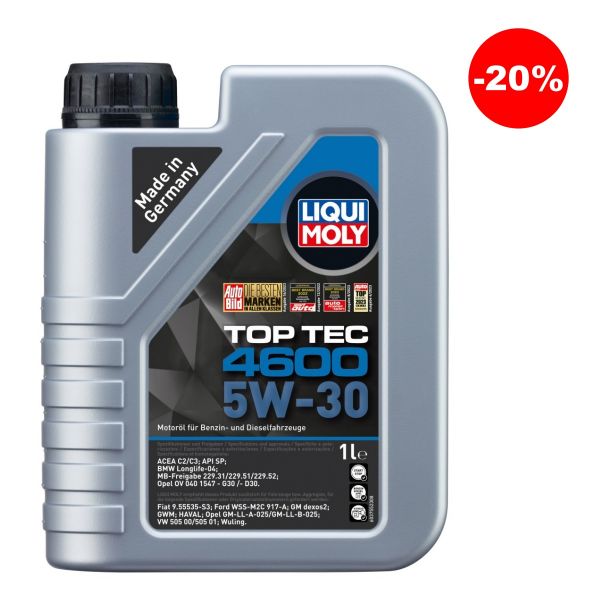 Масло синтетична технология LIQUI MOLY TOP TEC 4600 5W-30, BMW Longlife-04, MB 229.52, 1 л.