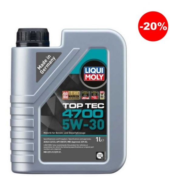 Масло синтетична технология LIQUI MOLY TOP TEC 4700 5W-30, MB 229.52, 1 л.