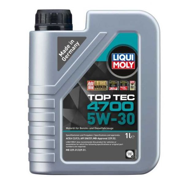 Масло синтетична технология LIQUI MOLY TOP TEC 4700 5W-30, MB 229.52, 1 л.